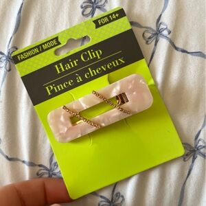 Elegant Pink Hair Clip with Gold Details